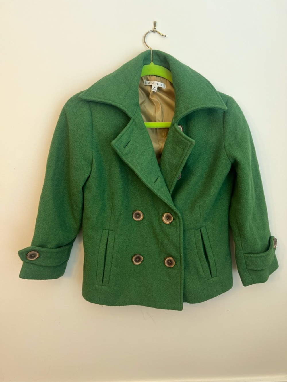 CAbi Green Double-Breasted Peacoat